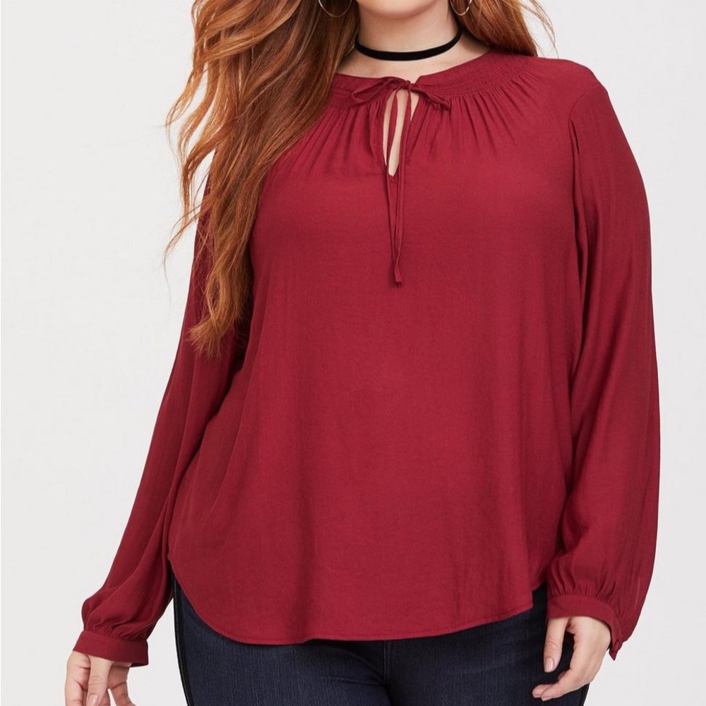 Torrid Crepe Tie Neck Blouse